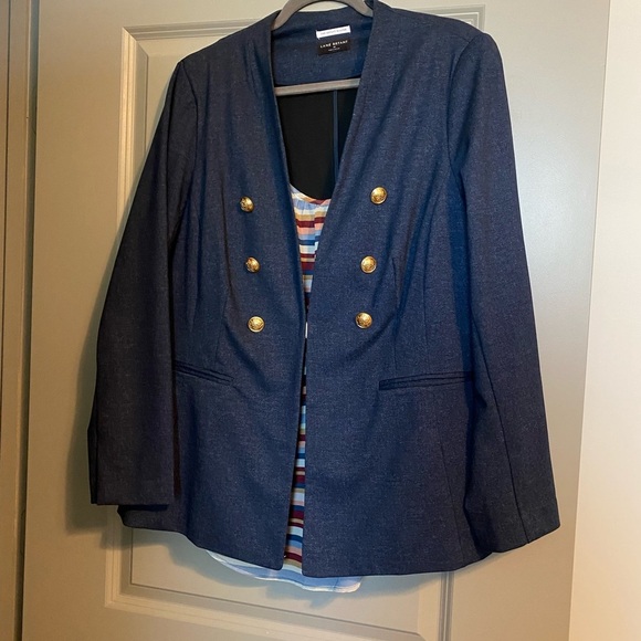 Blue blazer with striped cami - Picture 1 of 3